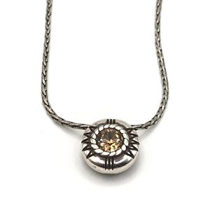 Brighton Pendant Necklace Faux Topaz Reversible White Crystal Silver Plate